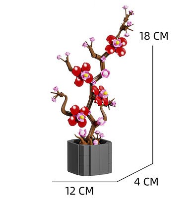 Plum Blossom Building Set, Potted Flower Series, 338 Pieces