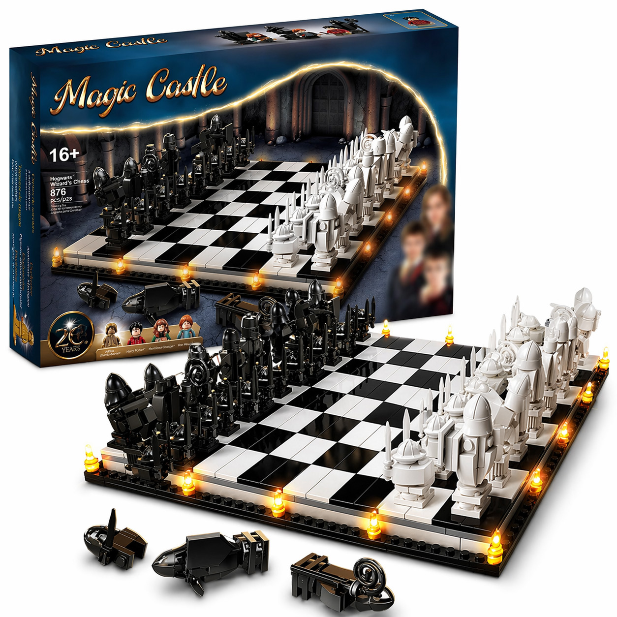 Wizard Chess Magic  Building Set, 876+ Pieces, 4 minifigures