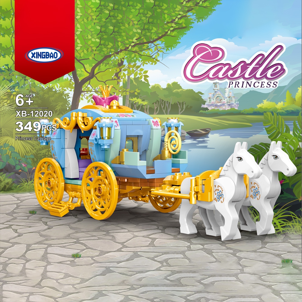 Princess Carriage with 2 Minifigures and 2 White Horses